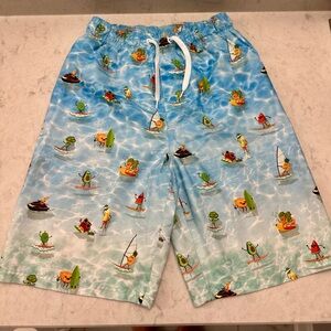 Boys Swim Shorts, Size L, Stylish Tropical Pattern